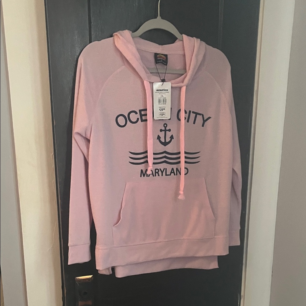 Pink Ocean City Hoodie Sweater